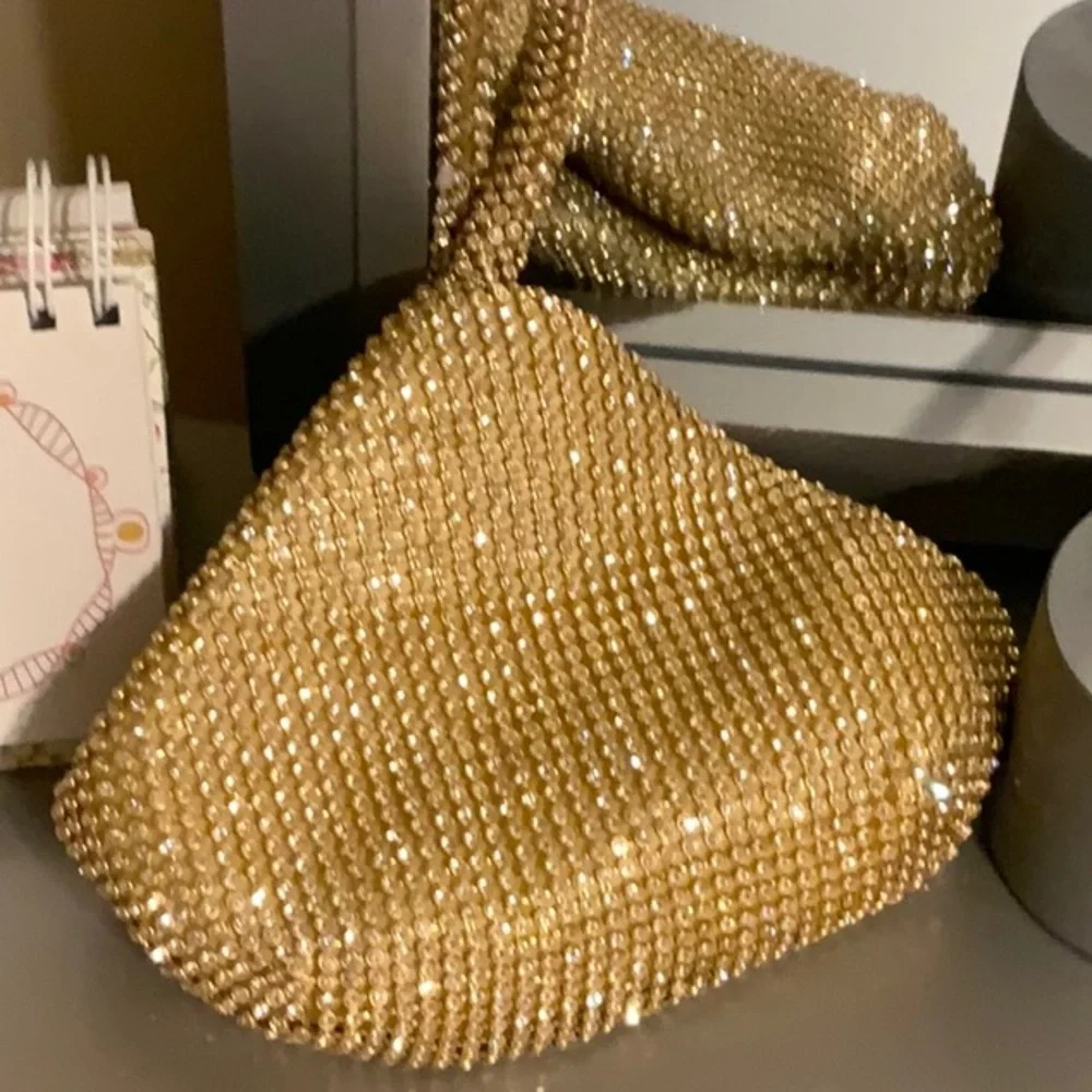 Gold Sequin Evening Clutch Bag - Picture 2 of 3